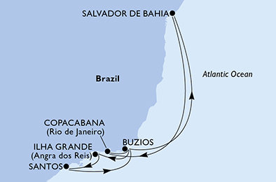 Brazílie ze Salvadoru na lodi MSC Seaview
