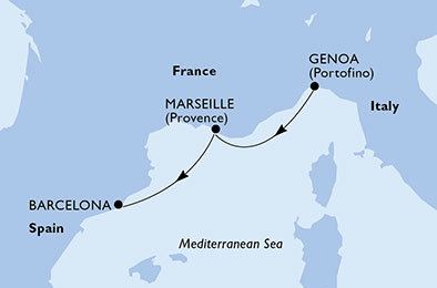 Itálie, Francie, Španělsko z Janova na lodi MSC Meraviglia