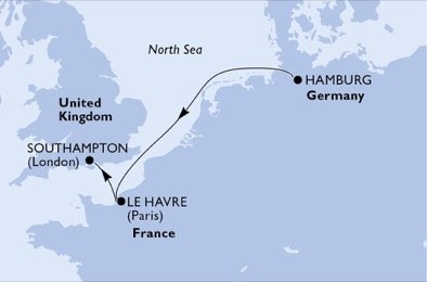 Německo, Francie, Velká Británie z Hamburku na lodi MSC Preziosa