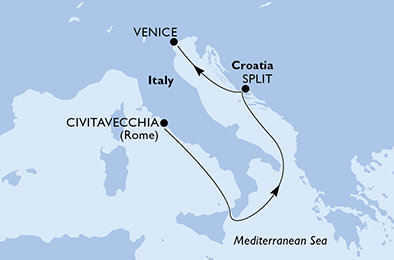 Itálie, Chorvatsko z Civitavecchia na lodi MSC Lirica