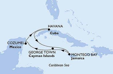 Mexiko, Kuba, Jamajka, Kajmanské ostrovy z Havany na lodi MSC Opera