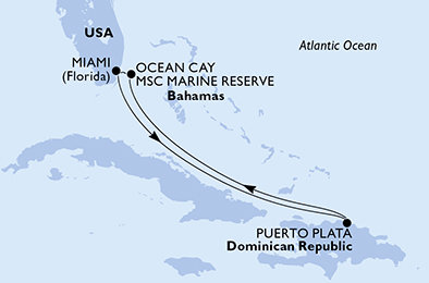 USA, Dominikánská republika, Bahamy z Miami na lodi MSC Meraviglia