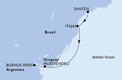 Brazílie, Uruguay, Argentina ze Santosu na lodi MSC Sinfonia