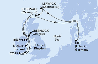 Německo, Irsko, Velká Británie z Kielu na lodi MSC Splendida