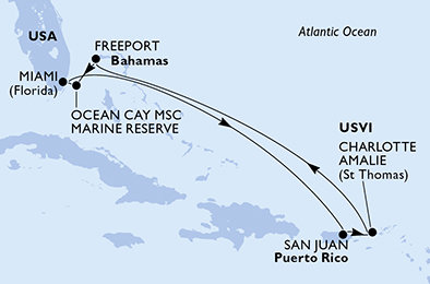USA, Bahamy z Miami na lodi MSC Seaside