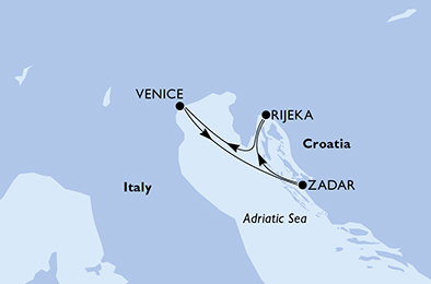 Itálie, Chorvatsko z Benátek na lodi MSC Lirica
