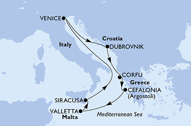 Itálie, Chorvatsko, Řecko, Malta z Benátek na lodi MSC Lirica