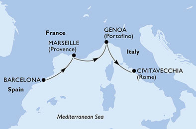 Španělsko, Francie, Itálie z Barcelony na lodi MSC Divina