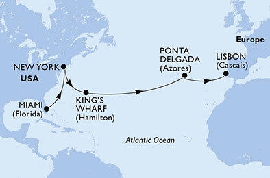 USA, USA - Východní pobřeží, Bermudy, Portugalsko z Miami na lodi MSC Meraviglia