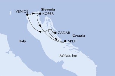 Itálie, Slovinsko, Chorvatsko z Benátek na lodi MSC Orchestra