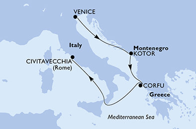 Itálie, Černá Hora, Řecko z Benátek na lodi MSC Magnifica