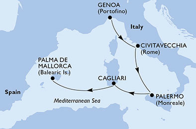 Itálie, Španělsko z Janova na lodi MSC Fantasia