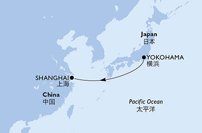 Japonsko, Čína z Yokohami na lodi MSC Bellissima