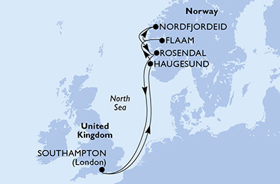 Velká Británie, Norsko ze Southamptonu na lodi MSC Magnifica