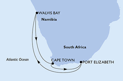 Jihoafrická republika, Namibie z Kapského Města na lodi MSC Opera