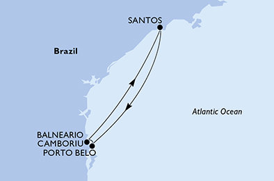 Brazílie ze Santosu na lodi MSC Preziosa