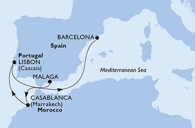 Španělsko, Maroko, Portugalsko z Málagy na lodi MSC Splendida