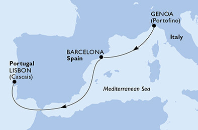 Itálie, Španělsko, Portugalsko z Janova na lodi MSC Grandiosa