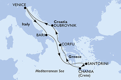 Itálie, Řecko, Chorvatsko z Benátek na lodi MSC Orchestra