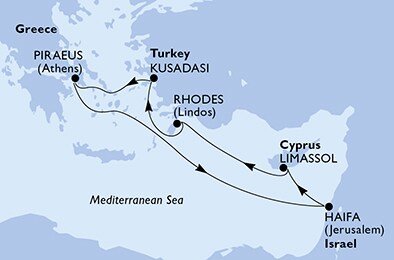 Izrael, Kypr, Řecko, Turecko z Haify na lodi MSC Lirica