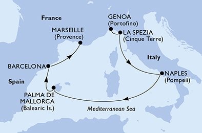 Itálie, Španělsko, Francie z Janova na lodi MSC Fantasia
