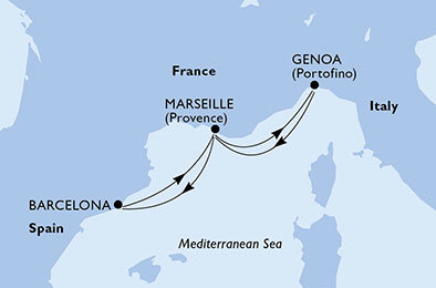 Španělsko, Francie, Itálie z Barcelony na lodi MSC Seaside