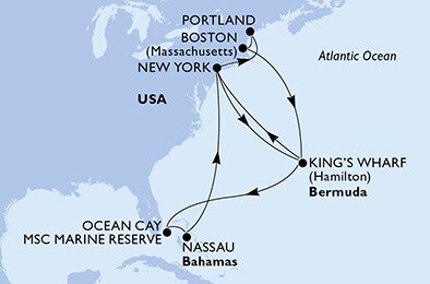 USA - Východní pobřeží, Bermudy, Bahamy z New Yorku na lodi MSC Divina