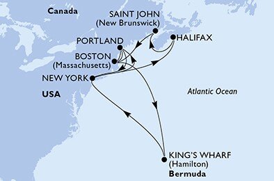 USA - Východní pobřeží, Bermudy, Kanada z New Yorku na lodi MSC Divina