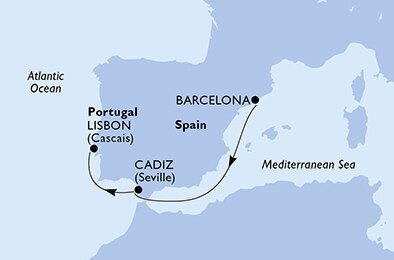 Španělsko, Portugalsko z Barcelony na lodi MSC Virtuosa