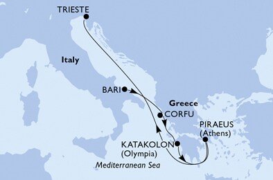 Itálie, Řecko z Bari na lodi MSC Magnifica