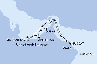 Spojené arabské emiráty, Omán z Dubaje na lodi MSC Opera