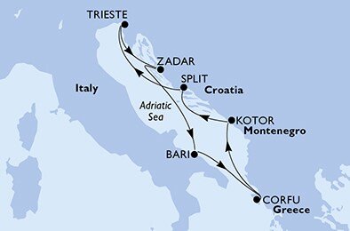 Itálie, Chorvatsko, Řecko, Černá Hora na lodi MSC Opera