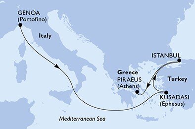 Itálie, Turecko, Řecko z Janova na lodi MSC Poesia