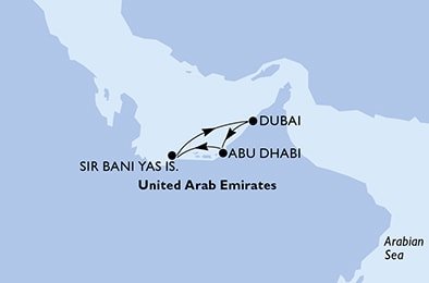 Spojené arabské emiráty z Abu Dhabi na lodi MSC World Europa
