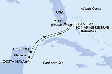 USA, Bahamy, Mexiko z Miami na lodi MSC Meraviglia