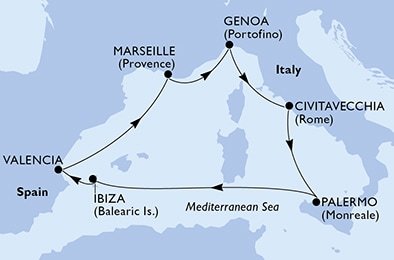 Španělsko, Francie, Itálie z Valencie na lodi MSC Seaside