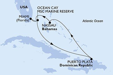 USA, Bahamy, Dominikánská republika z Miami na lodi MSC Seashore