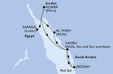 Egypt, Jordánsko, Saúdská Arábie ze Safagy na lodi MSC Splendida