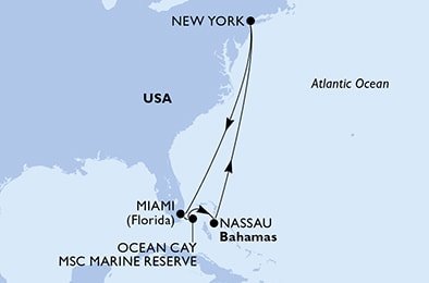 USA - Východní pobřeží, USA, Bahamy z New Yorku na lodi MSC Meraviglia