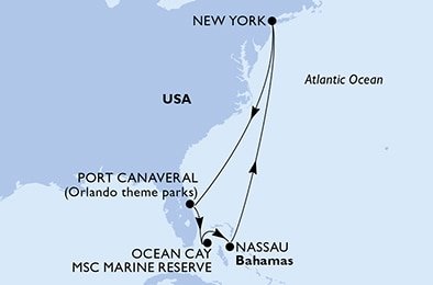 USA, Bahamy z New Yorku na lodi MSC Meraviglia