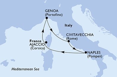 Itálie, Francie z Janova na lodi MSC Seashore