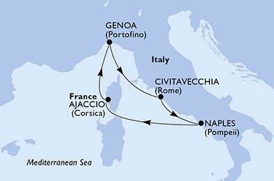 Itálie, Francie z Civitavecchia na lodi MSC Seashore