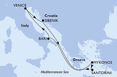 Itálie, Chorvatsko, Řecko z Benátek na lodi MSC Armonia