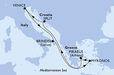 Řecko, Chorvatsko, Itálie z Pirea na lodi MSC Sinfonia