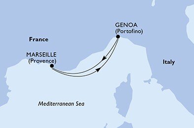 Francie, Itálie z Marseille na lodi MSC Grandiosa