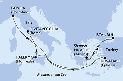 Itálie, Turecko, Řecko z Janova na lodi MSC Poesia