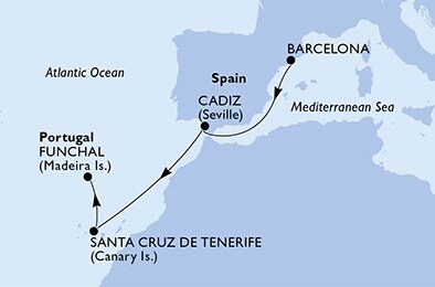 Španělsko, Portugalsko z Barcelony na lodi MSC Magnifica