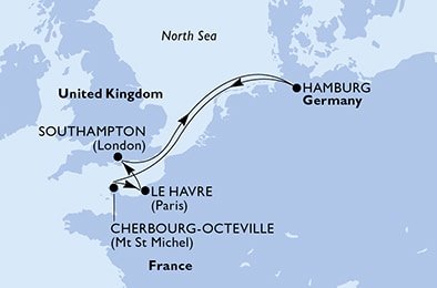Velká Británie, Německo, Francie ze Southamptonu na lodi MSC Virtuosa