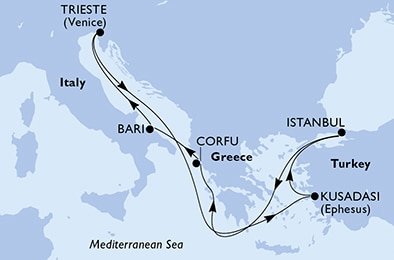 Turecko, Řecko, Itálie z Istanbulu na lodi MSC Splendida