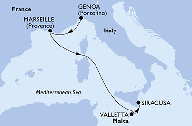 Itálie, Francie, Malta z Janova na lodi MSC Divina